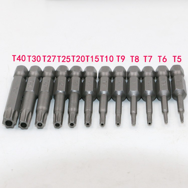 Comprar Punta de destornillador Torx gris T6 T8 T10 T15 T20 5 piezas 6,35  mm (1 / 4Inch) Aleación de acero