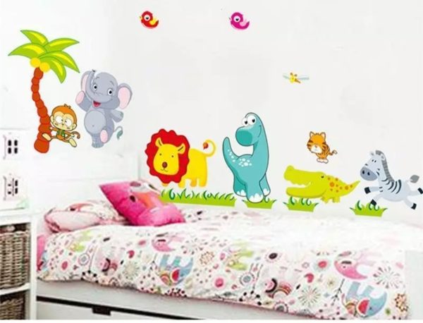 León Elefante Animales Decoración Cuarto Infantil Pegotines - Imagen 2