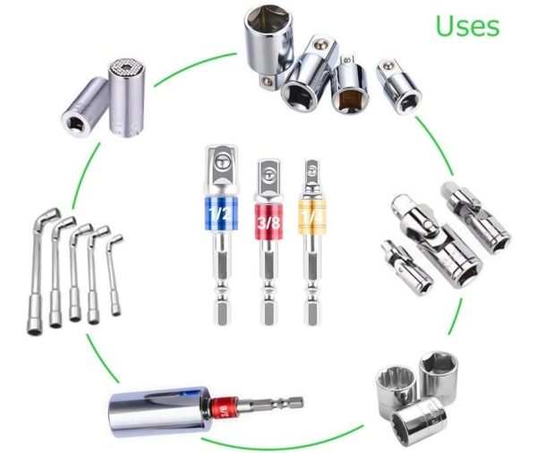 Adaptador De Dados Para Taladro Atornilladora 1/4, 3/8y 1/2¨ - Imagen 6