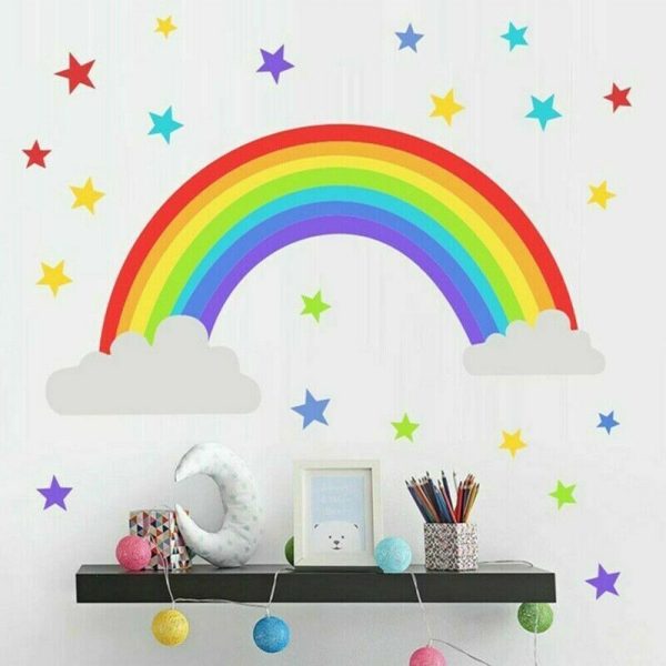 Arcoiris Estrellas Decoración Cuarto Infantil Pegotines Niño - Imagen 2