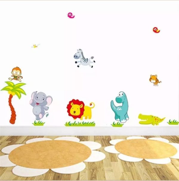 León Elefante Animales Decoración Cuarto Infantil Pegotines - Imagen 4