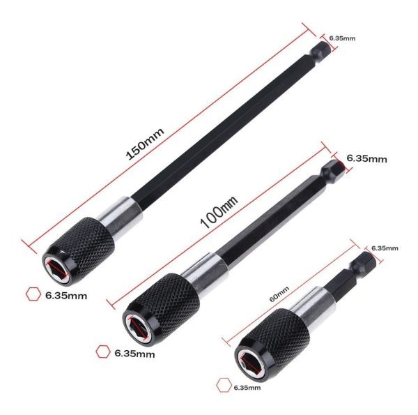 Kit 3 Extensiones Para Taladro 1/4 Acople Rápido 3 Tamaños - Imagen 5