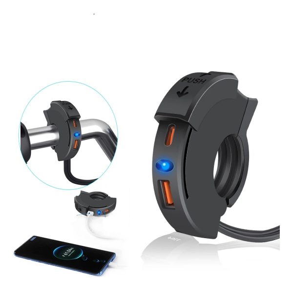 Cargador Para Motos De Carga Rapida Usb-c Y Usb-a