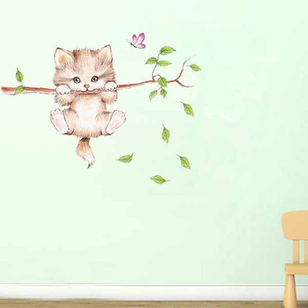 Stiker Gatito Colgando En Rama Niños, Niñas Bebes Decoración - Imagen 6