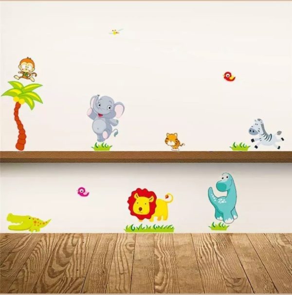 León Elefante Animales Decoración Cuarto Infantil Pegotines - Imagen 6