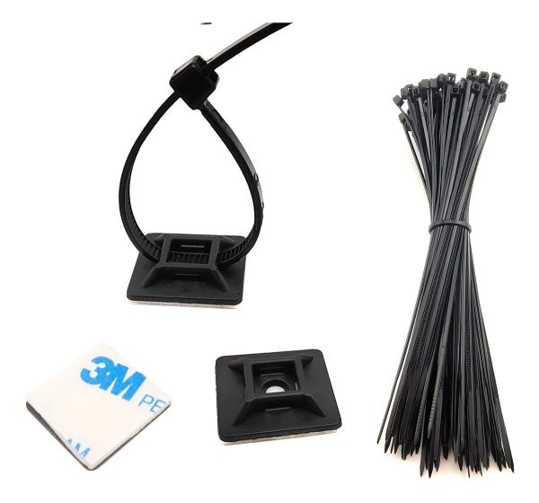 100 Unidades De Sujeta Cables Con Pegamento Y Precintos