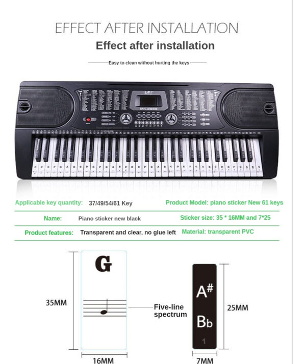 Pegatinas Para Teclado De Piano Para Teclas 37/49/54/61/88 - Imagen 8