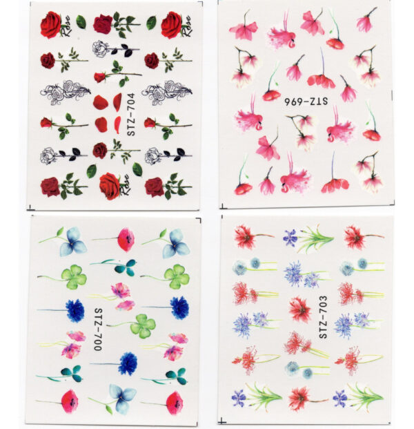 24 Hojas Stikers (tatoo) Para Uñas Diseños Variados Hermosas - Imagen 18