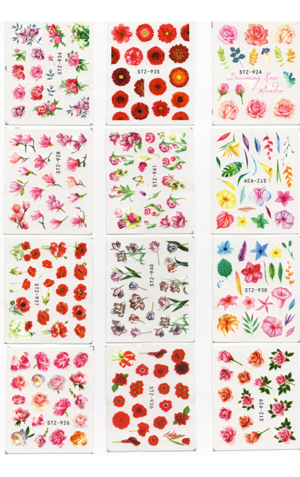 24 Hojas Stikers (tatoo) Para Uñas Diseños Variados Hermosas - Imagen 28