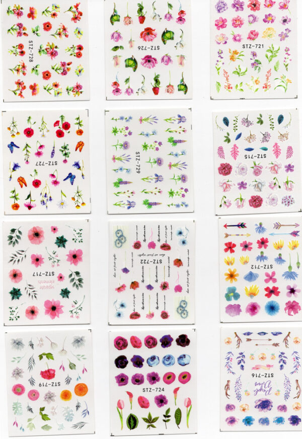 24 Hojas Stikers (tatoo) Para Uñas Diseños Variados Hermosas - Imagen 22