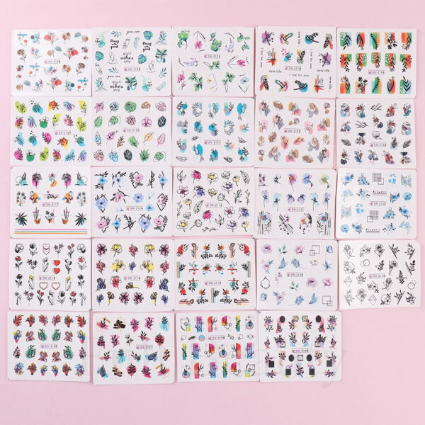 24 Hojas Stikers (tatoo) Para Uñas Diseños Variados Hermosas - Imagen 19