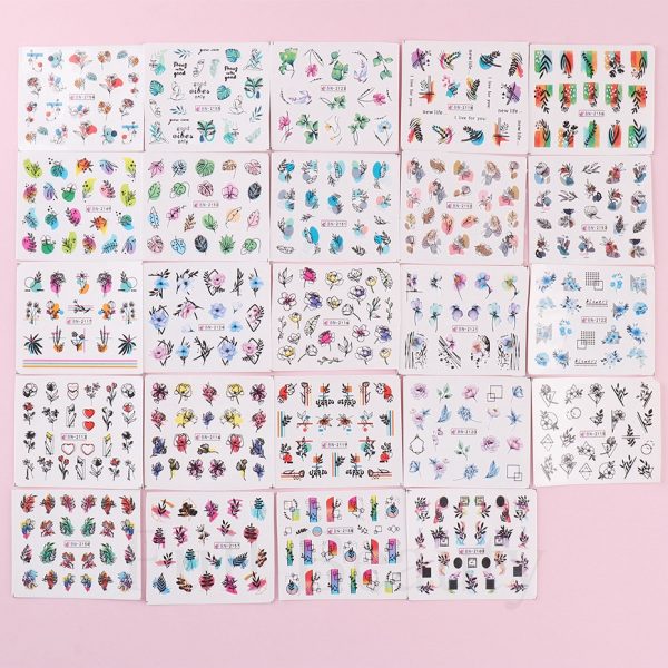 24 Hojas Stikers (tatoo) Para Uñas Diseños Variados Hermosas - Imagen 4