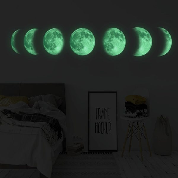 Luna 3d En Vinilo Para Pared Decoración (fotoluminiscente)