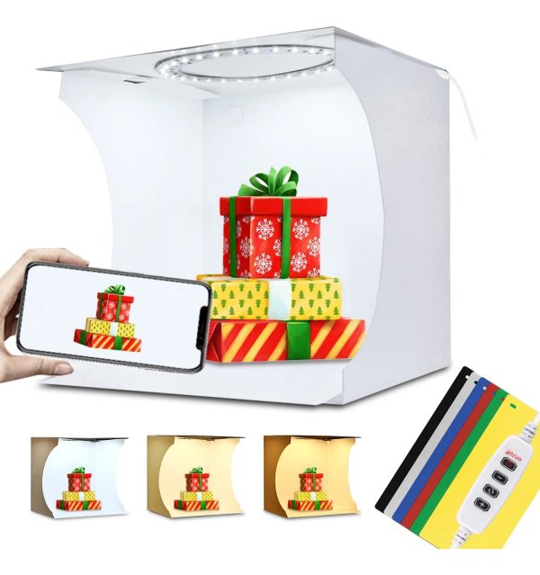 Caja De Estudio Fotografico Con Luz Led 23x23x20
