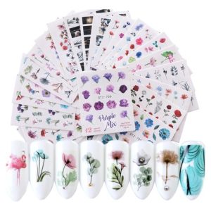 24 Hojas Stikers (tatoo) Para Uñas Diseños Variados Hermosas