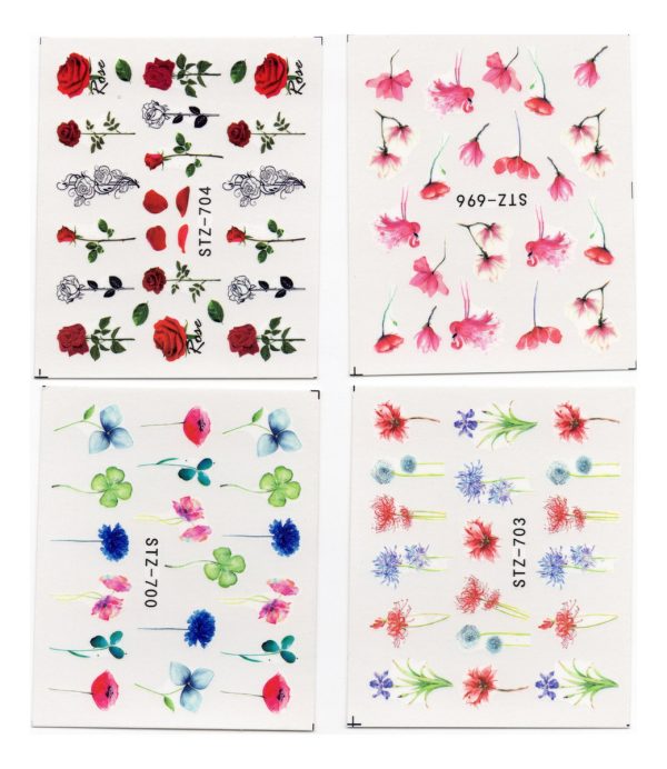 24 Hojas Stikers (tatoo) Para Uñas Diseños Variados Hermosas - Imagen 3