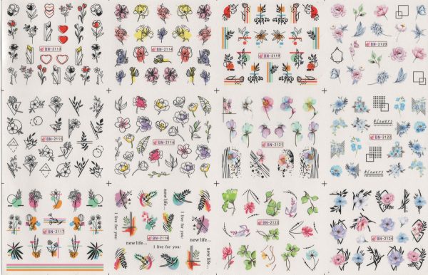 Stickers (tatoo) Para Uñas Muy Lindas Diseños Variados - Imagen 2