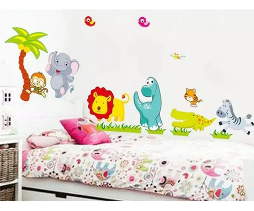 León Elefante Animales Decoración Cuarto Infantil Pegotines - Imagen 2