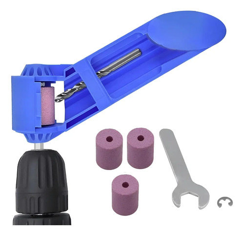 Afilador De Mechas Para Usar Con El Taladro (con 3 Piedras) Azul