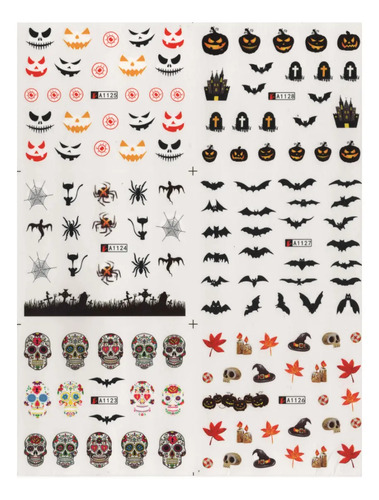 Tatuajes Al Agua Para Uñas 12 Hojas Diseños 1117 A 1128 A 1117-1128 - Imagen 3
