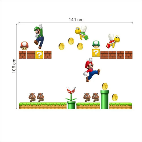 Vinilo Stiker Decoración Niños Mario Bros Dormitorios Etc. Mario Bros - Imagen 6