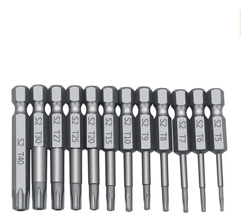 Juego De Puntas Torx 12 Piezas 1/4 Pulgadas 50mm. De Largo