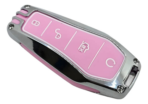 Llavero Para Llave De Byd Con Proteccion Metalica Rosa Rosa