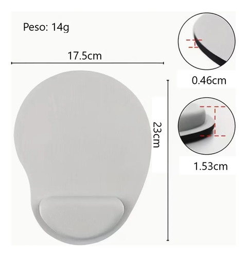 Mouse Pad Ergonomico Con Apoyo Para Muñeca Color Negro Negro - Imagen 3
