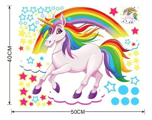 Unicornio En Vinilo Para Pared Decoración Transparente - Imagen 2