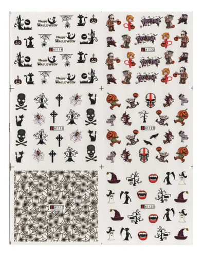 Tatuajes Al Agua Para Uñas 12 Hojas Diseños 1117 A 1128 A 1117-1128 - Imagen 2