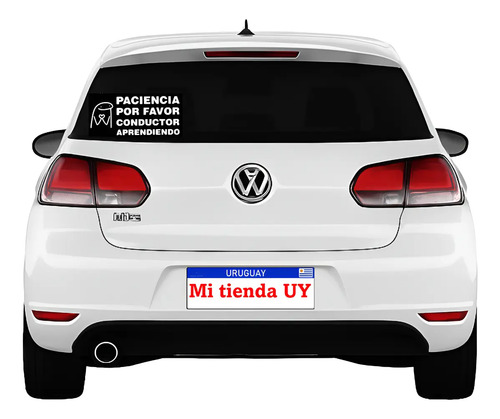 Sticker, Vinilo Para Auto Conductor Aprendiendo Color Blanco