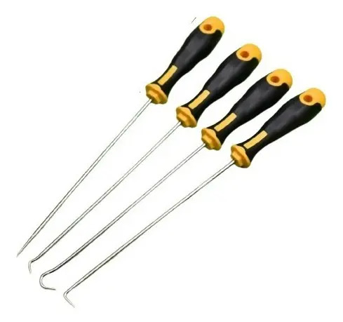 Kit 4pc Desarmadores Tipo Gancho Para Quitar Orings Y Juntas