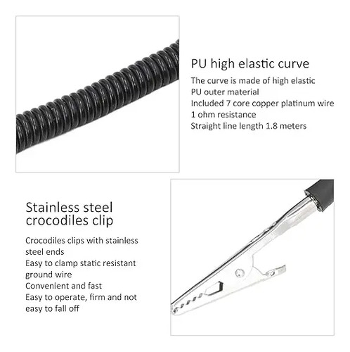 Pulsera Antiestatica Ajustable Con Cable Y Pinza De Conexion Negro - Imagen 5