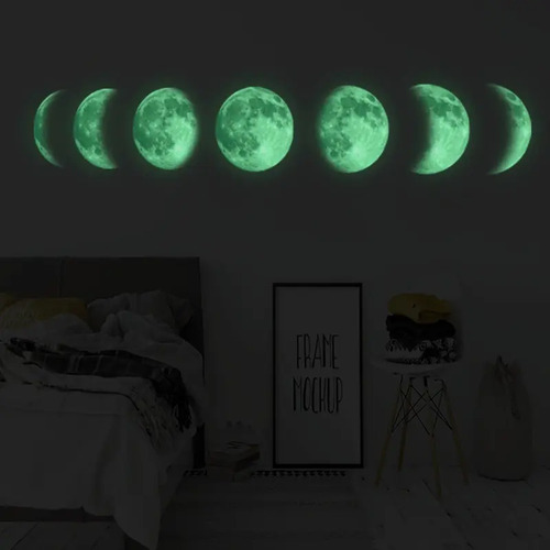 Luna 3d  En Vinilo Para Pared Decoración (fotoluminiscente) Fotoluminiscente