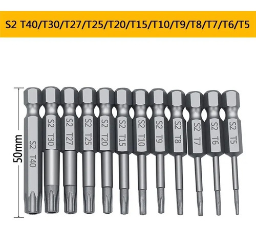Juego De Puntas Torx 12 Piezas 1/4 Pulgadas 50mm. De Largo - Imagen 2