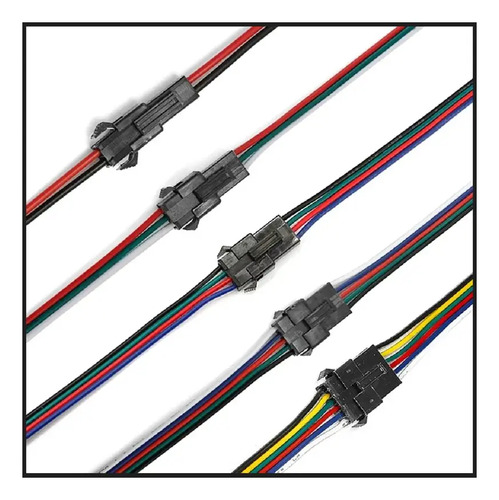 Conector Hembra Macho 22 Awg Con Cable X 5 (2-pin) Rojo/negro