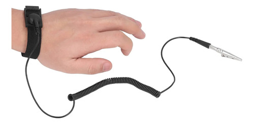 Pulsera Antiestatica Ajustable Con Cable Y Pinza De Conexion Negro - Imagen 2