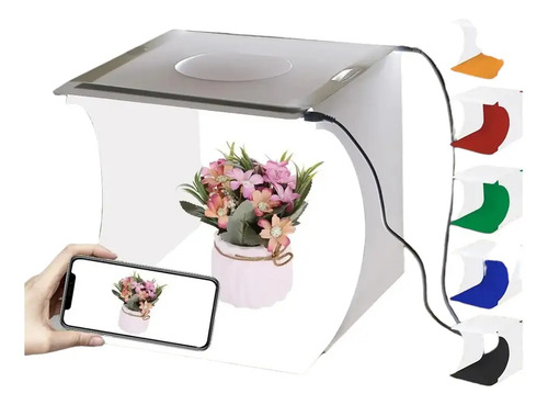 Caja De Estudio Fotografico Con Luz Led 31 X 31 X 31 Cm