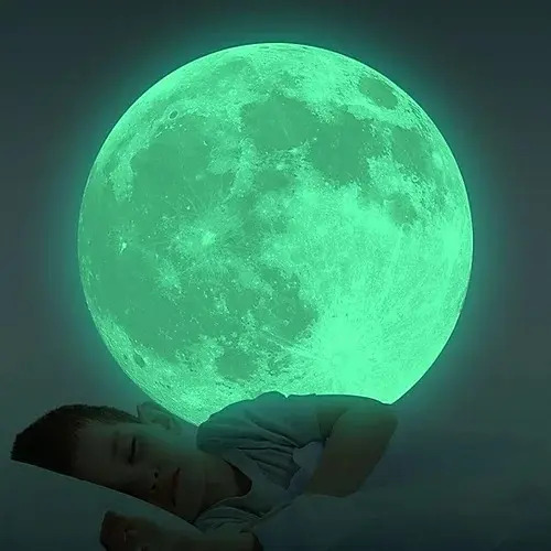 Luna En Vinilo Para Pared Dormitorio (fotoluminiscente) - Imagen 4