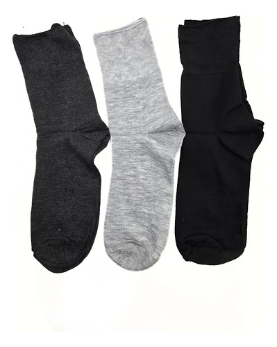 Set 6 Pares Medias Sin Costura Ideales Para Diabeticos 3 Colores Liso Xl