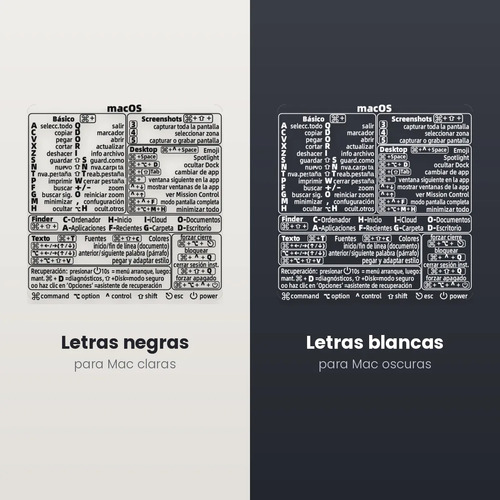 Sticker Atajos De Teclado Mac Os Vinilo 8x8 Cm Letras Negras Transparente - Imagen 3