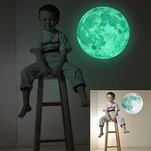 Luna En Vinilo Para Pared Dormitorio (fotoluminiscente) - Imagen 6