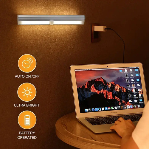 Luz Led Con Sensor Pasillos Escaleras (luz Amarilla) Etc(t3) Amarilla - Imagen 2