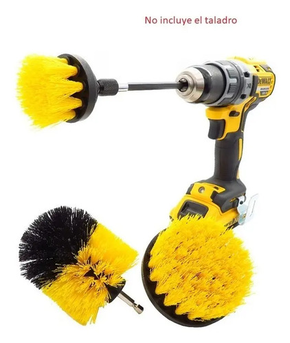 Cepillo Para Taladro 3 Unidades Multiuso Amarillo Y Negro - Imagen 2