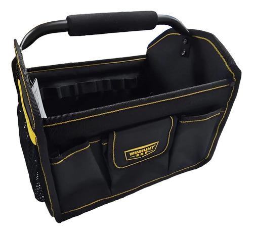 Bolso Porta Herramientas Reforzado 32 X 24 X 28 Cm Negro Con Amarillo