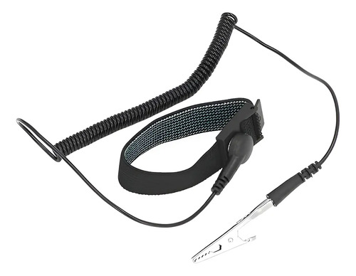 Pulsera Antiestatica Ajustable Con Cable Y Pinza De Conexion Negro