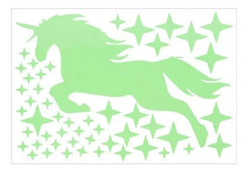 Unicornio Con Estrellas, Brillan En La Oscuridad Verde