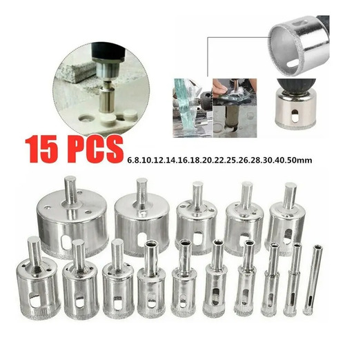 Mecha Copa Punta Diamante 15 Piezas Para Corte De Cerámica - Imagen 3