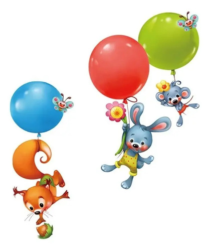 Animalitos En Globos, Decoración Dormitorio Bebe Niños