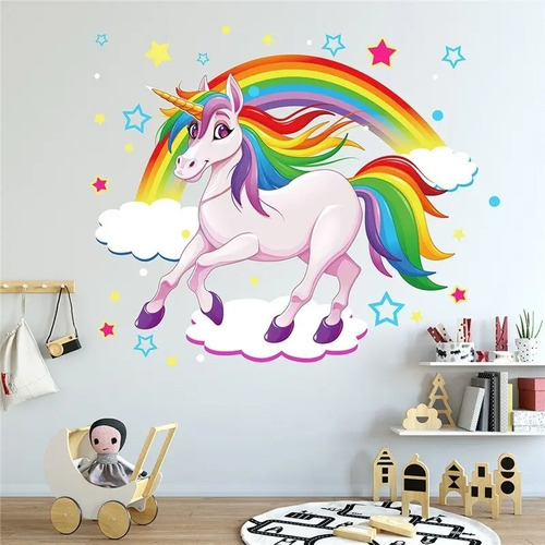 Unicornio En Vinilo Para Pared Decoración Transparente